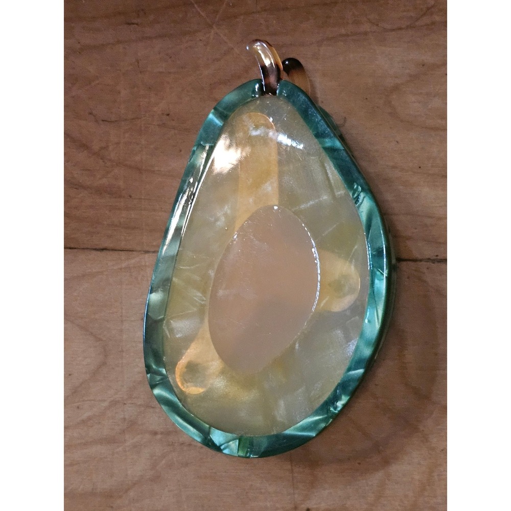 Avocado Resin Pendant Green Yellow Fruit Foodie Statement Jewelry Charm